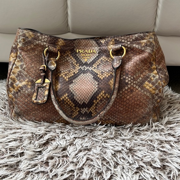 Prada Python Snake Pattern Large Leather Tote Bag - Picture 1 of 17